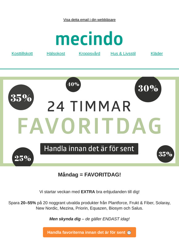 FAVORITDAG: Spara upp till 55% ENDAST idag 💚