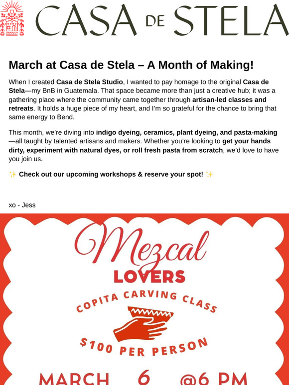 Get Creative This Spring – Upcoming Workshops at Casa de Stela Studio