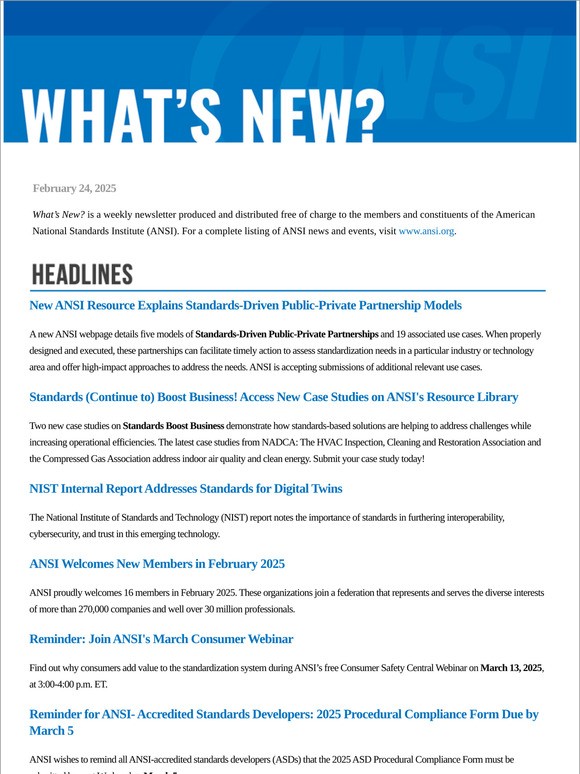 ANSI What's New February 24, 2025