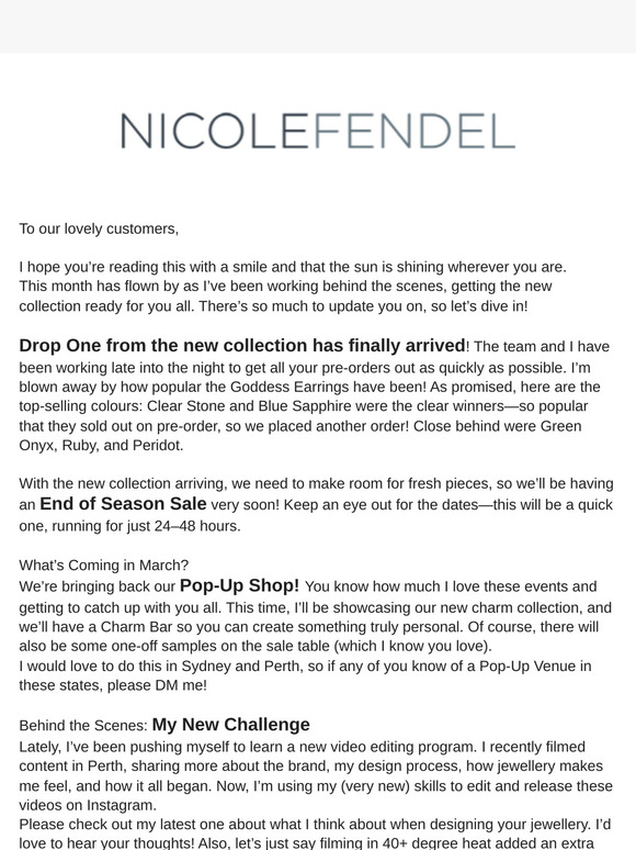 Monthly update from our founder Nicole