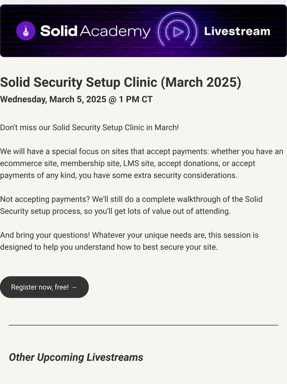 Get expert help setting up Solid Security!