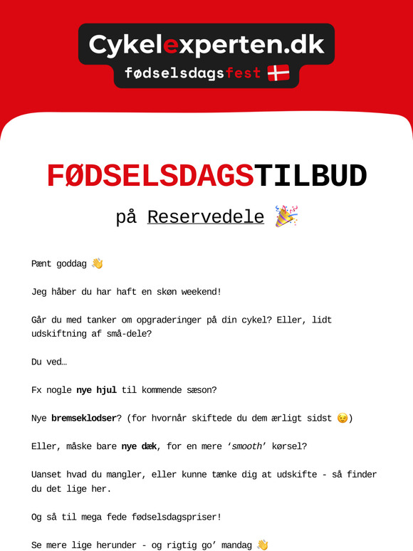 🔩 Cykel-reservedele til Fødselsdagspriser