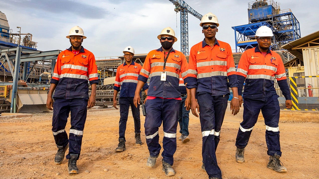 Barrick employees at a mine in Mali