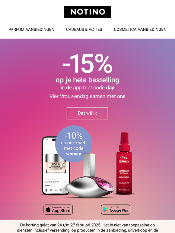 −15% op je hele bestelling in de app