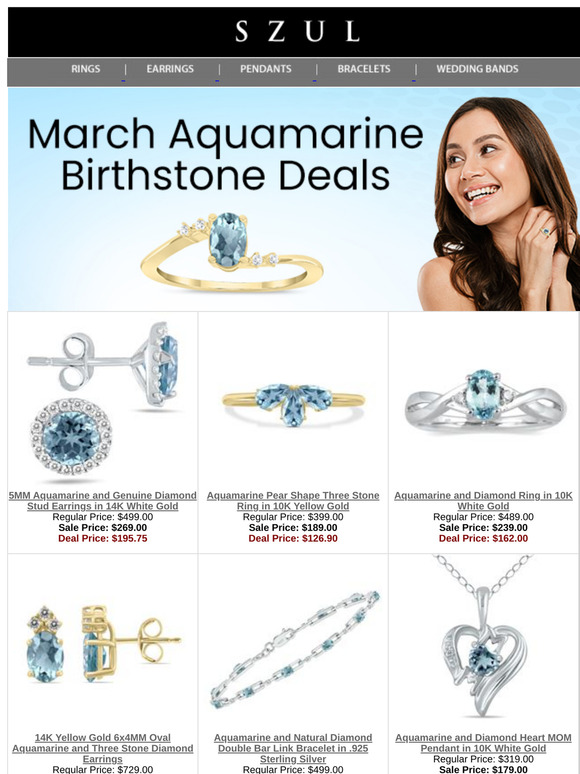March Birthstone Aquamarine Deals