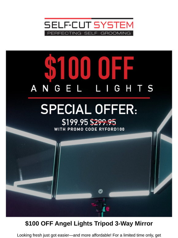 Self-Cut System Angel Lights Tripod 3 Way Mirror w/ Premium Cordless C – Self Cut System | Perfecting Men's Grooming