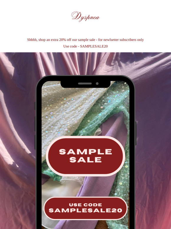 20% off Sample sale!