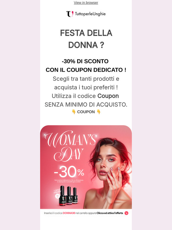 ❤️ Festa della Donna ? Ottieni il 30% di sconto 💅