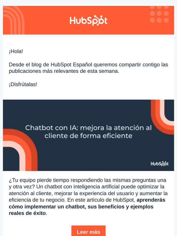 Esta semana en el blog de HubSpot Español: mejora la atención al cliente con un chatbot impulsado por IA