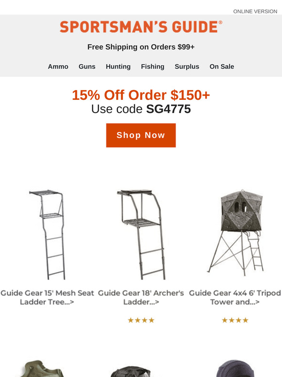 Sportsman's Guide 15 Off Orders of 150+ Milled