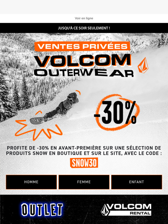 Dernier jour pour profiter des ventes privées Volcom Outerwear !