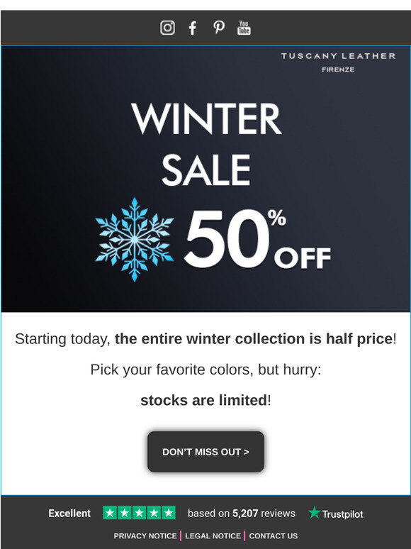 ❄️ Final Sales – 50% Off the Entire Winter Collection!