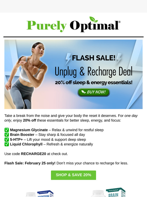 Today Only: 20% Off Sleep & Energy Essentials