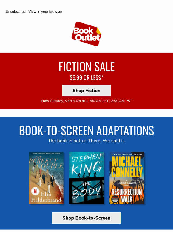 Final week! Fiction Sale = $5.99 or less