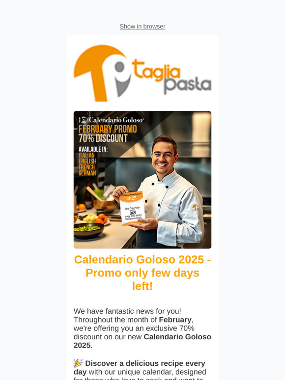 REMINDER: 70% Discount on the "Calendario Goloso" 2025 - Only in February!
