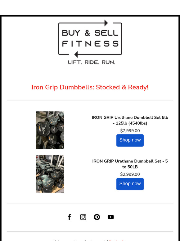 Iron Grip Urethane Dumbbell Sets In Stock