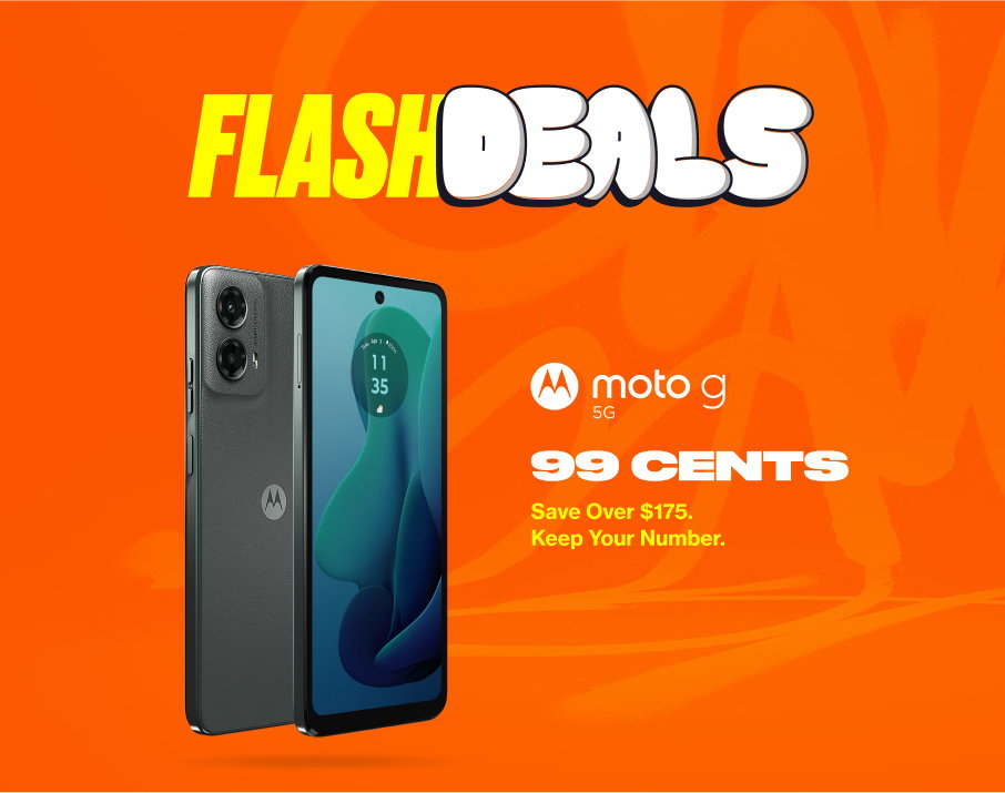 Flash Deals - Moto g 5G - 99 cents - save over $175. Keep your Number.