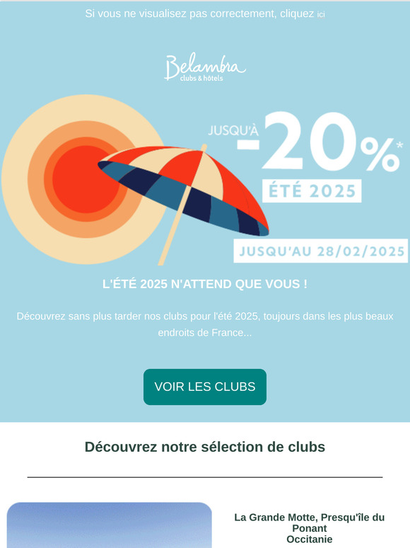 🏖️ Derniers jours pour profiter de jusqu'à -20% sur vos vacances d'été !