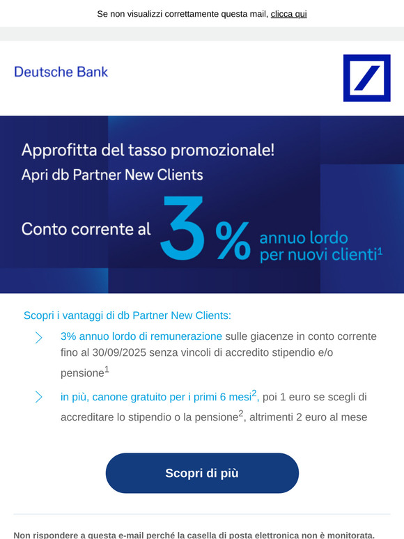 Conto Corrente Deutsche Bank al 3% annuo lordo: approfittane!