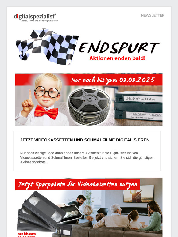 ▶▶▶ ENDSPURT: SPARPAKETE für Videokassetten & GRATIS USB-Stick bei Schmalfilmen ◀◀◀