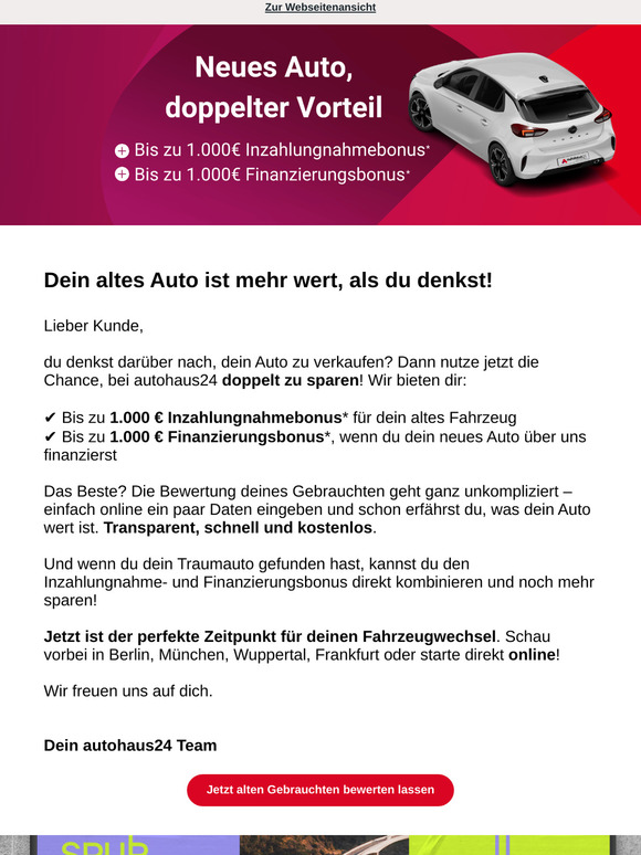 Mach mehr aus deinem alten Auto: Mit bis zu 2.000€* Bonus!