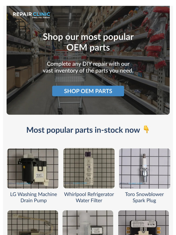 Now in stock: most popular repair parts