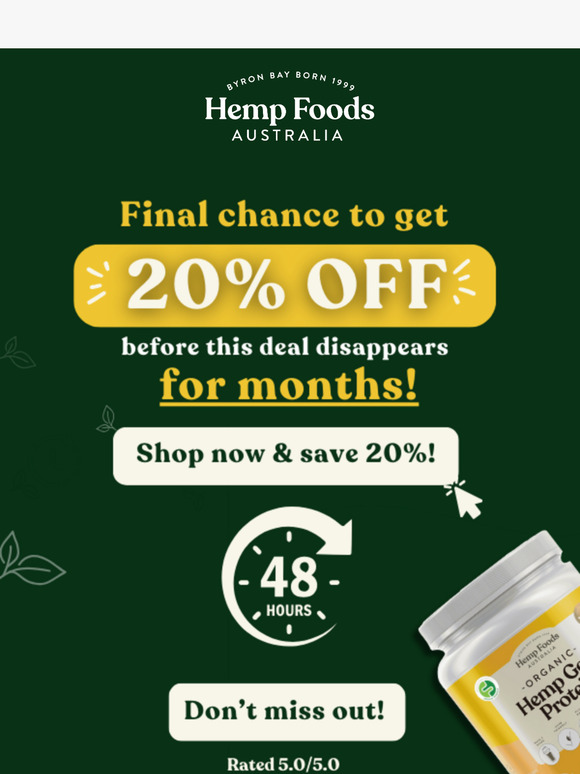 💚 Last chance to get 20% off Hemp Gold Protein!