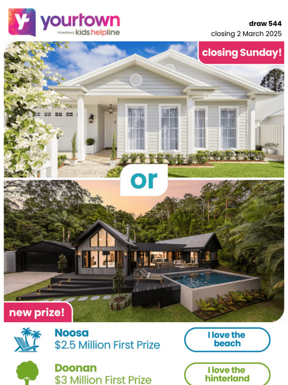 —, choose between these stunning Sunshine Coast Prize Homes! 😍