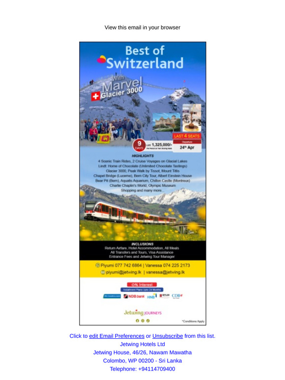 BEST OF SWITZERLAND WITH GLACIER 3000 – 9 DAYS OF ADVENTURE!