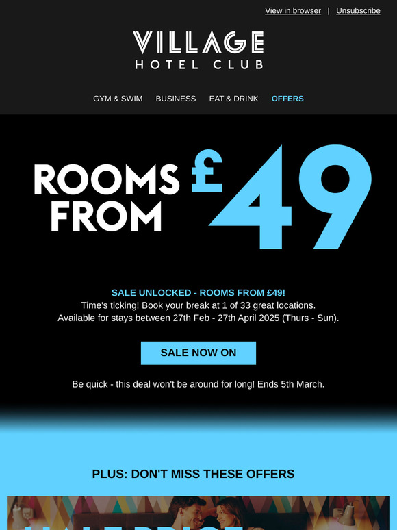 Sale unlocked! Rooms from £49!
