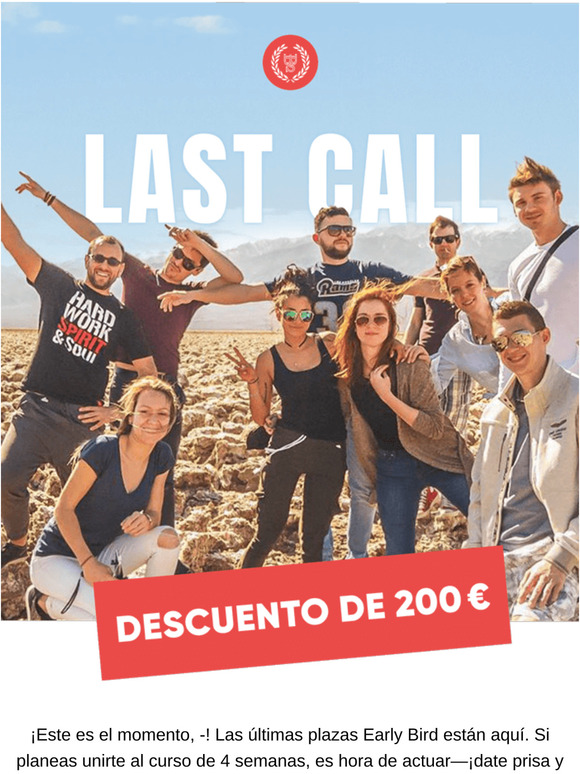 ¡Última oportunidad para unirte a nosotros por menos, —!