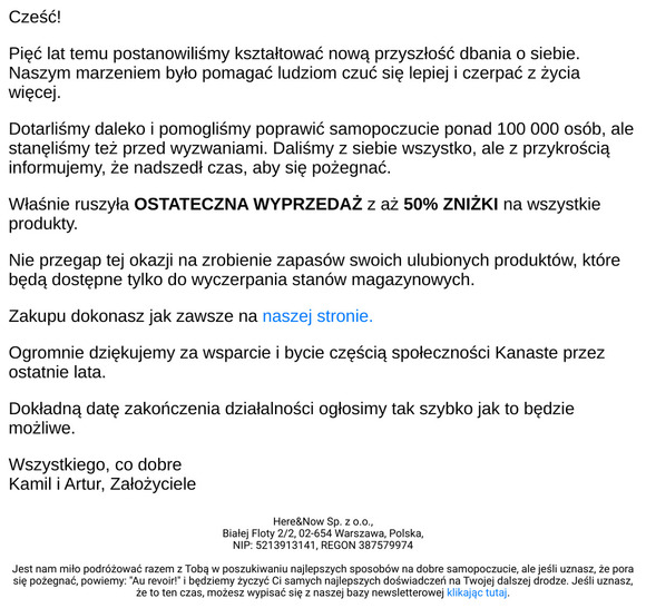 Czas się pożegnać... OSTATECZNA WYPRZEDAŻ -50%