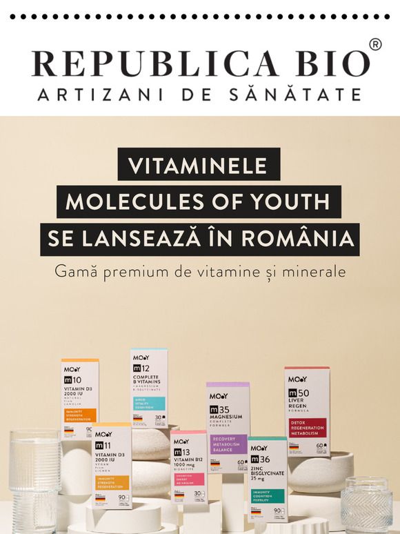 📢  PREMIERA  în longevitate - Vitaminele Molecules of Youth!