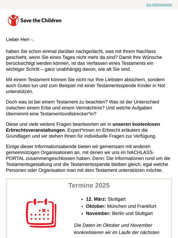 Gutes tun mit dem Testament