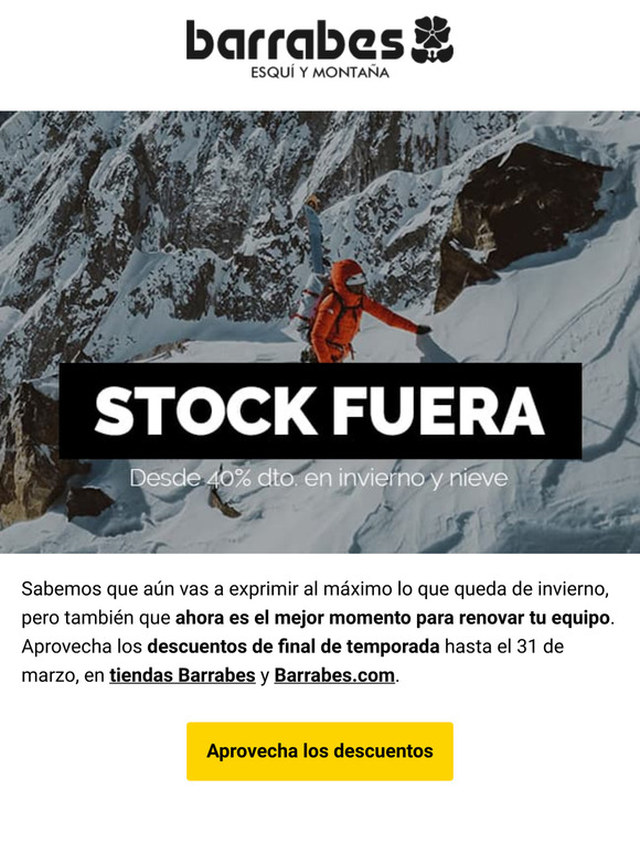 ¡Stock Fuera! Desde el 40% en Esquí y Montaña