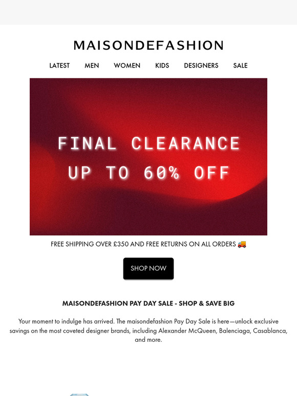 🔥 It’s Payday! Final clearance now live. Don’t Miss Out!