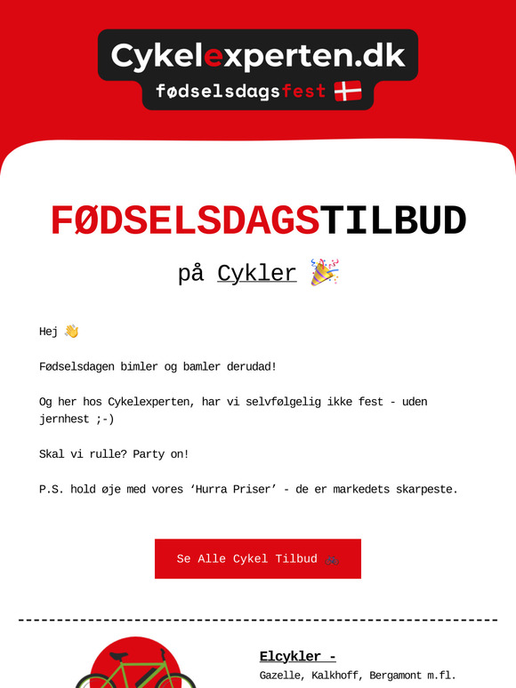 🥳 Cykler til fødselsdagspriser