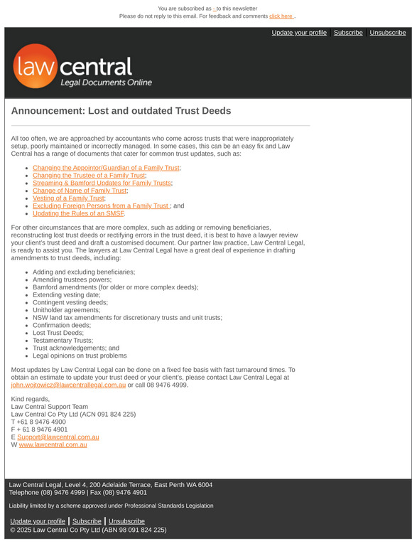 Announcement: Lost and outdated Trust Deeds