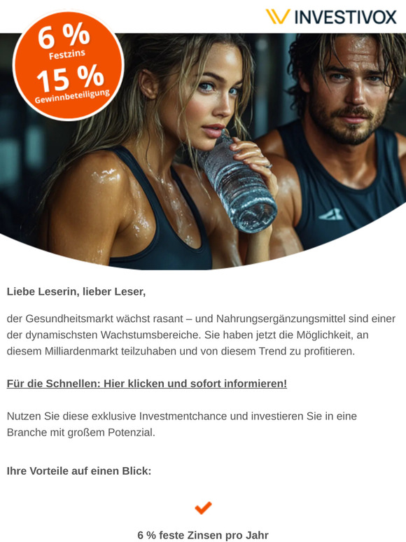 [Neu] Megatrend Gesundheit: 6 % Zinsen + 15 % Gewinnbeteiligung