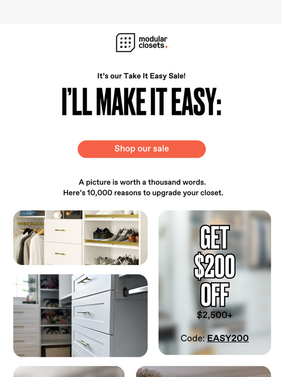 Up to $850 off your dream closet!