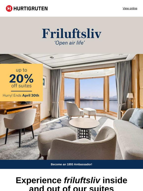 Save 20% off the ‘most beautiful journey’ in our most beautiful suites