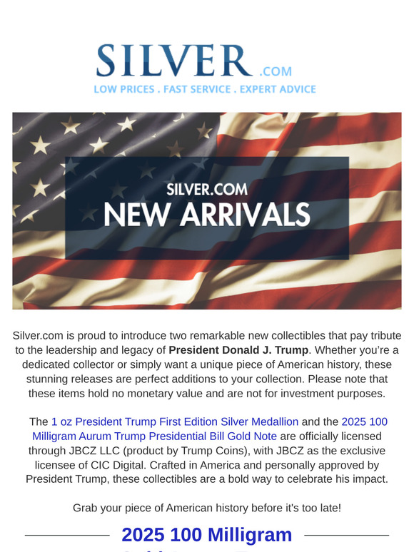 Official President Trump Silver & Gold Collectibles Now Available