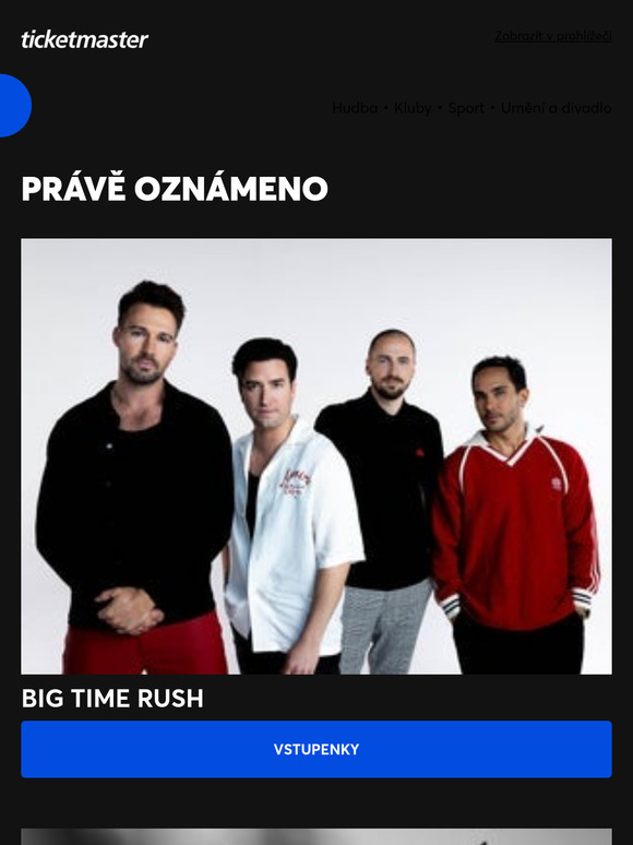 Big Time Rush, Disturbed, Don Toliver, Tata Bojs a další akce na Ticketmaster!