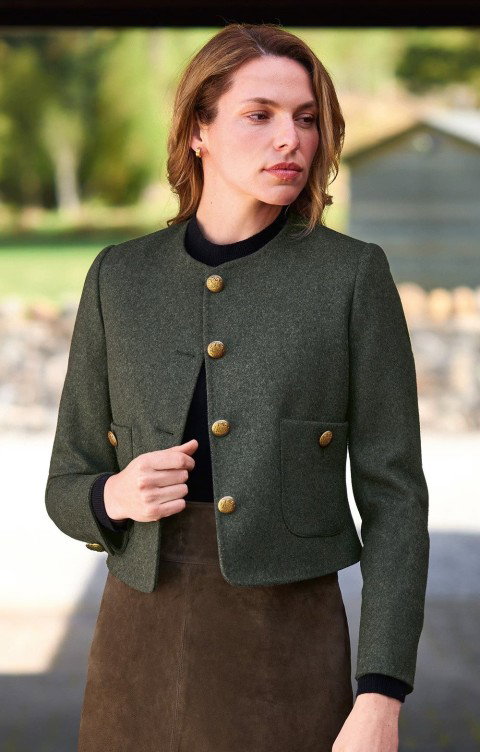 LODEN GOLD BUTTON CREW BLAZER