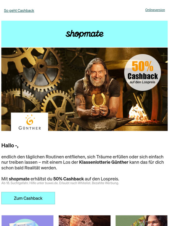 50% Cashback bei der Klassenlotterie Günther