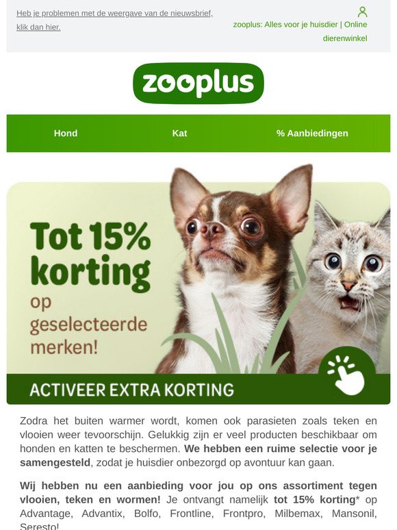 🦟 Houdt parasieten buiten de deur met 15% korting!