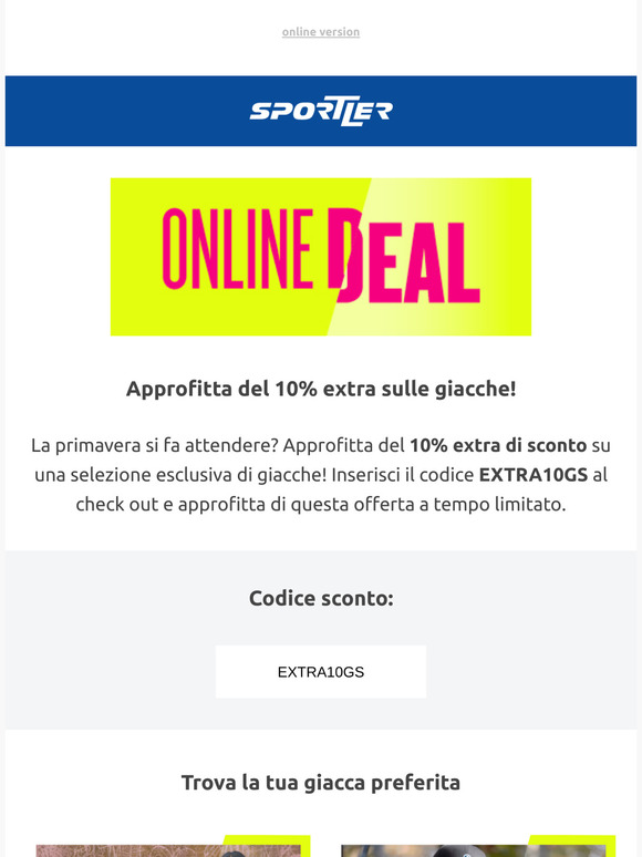10% EXTRA su giacche – solo per poco!