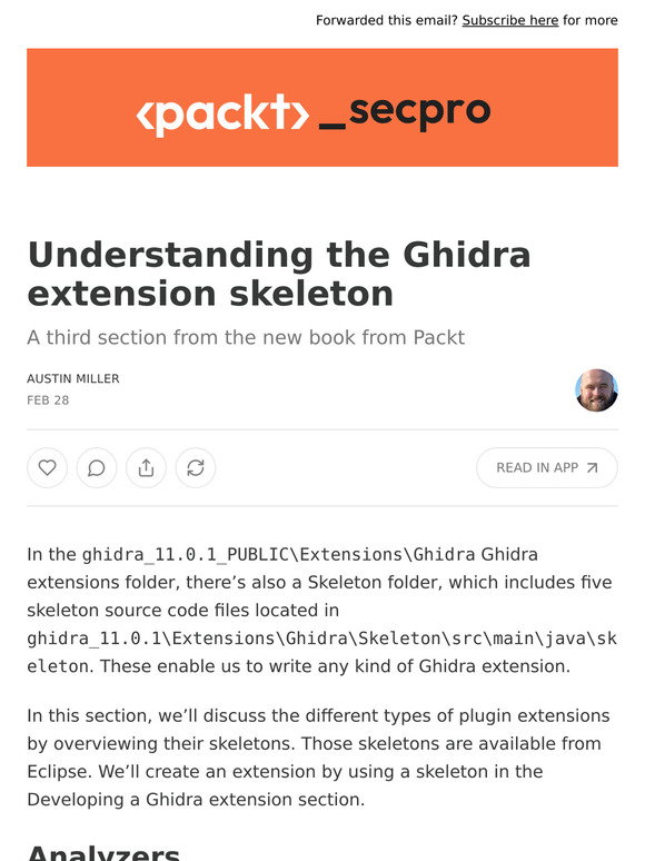 Packt: Understanding the Ghidra extension skeleton | Milled
