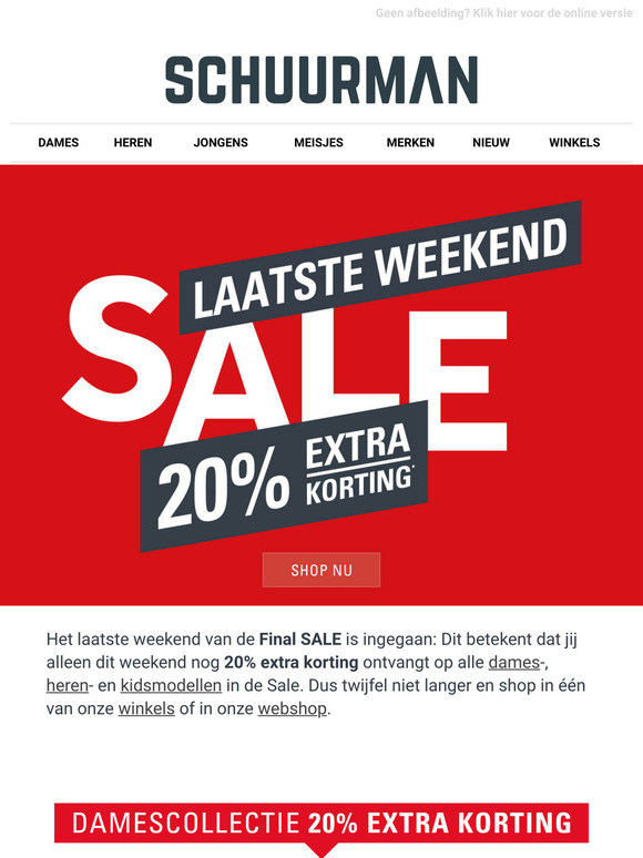 ❗Laatste weekend: 20% extra korting op de Sale