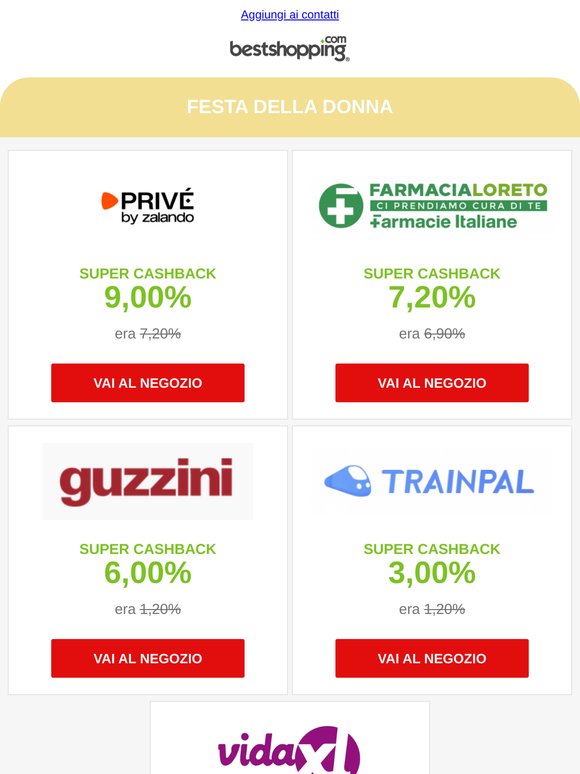 Arriva la Festa della Donna. Approfitta del Super Cashback sui negozi sponsor dell’evento